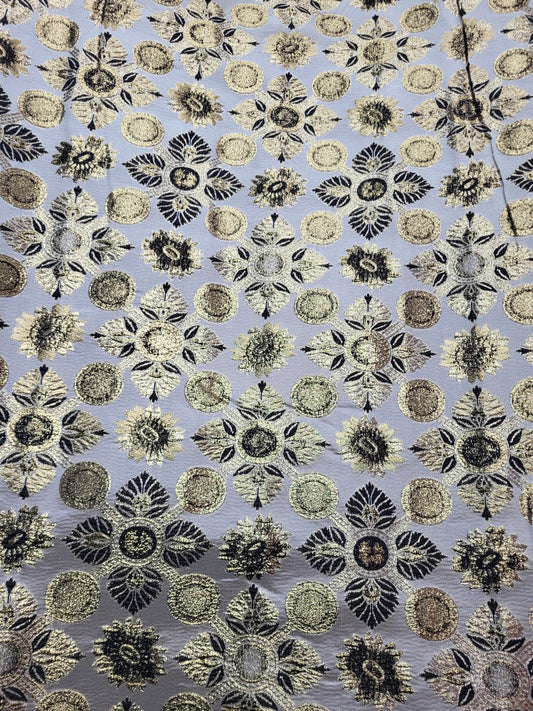 Tissu "Brocart" tissée - Noir et Or