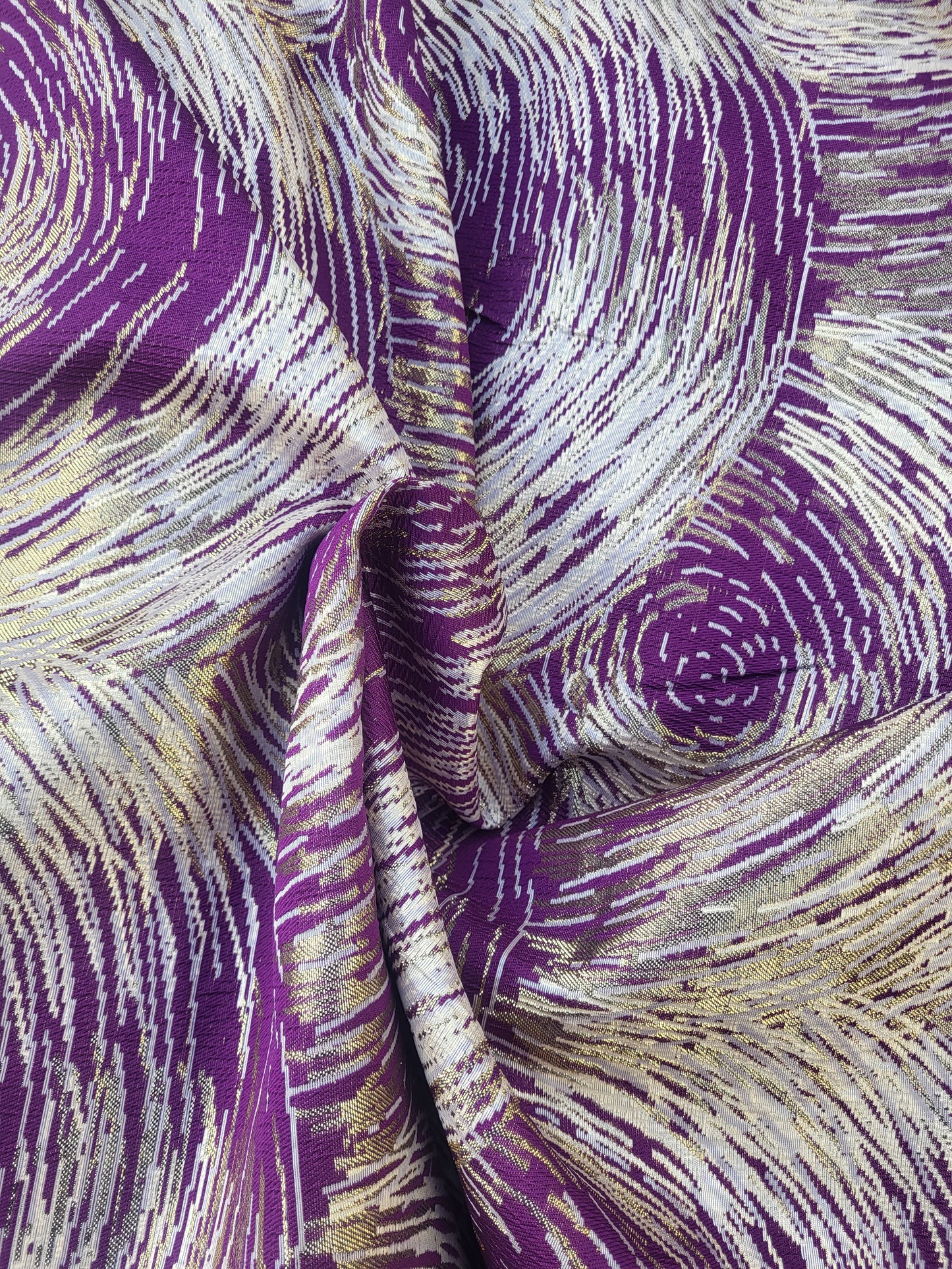 Tissu "Brocart" tissée - Violet et Or