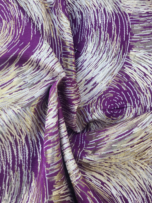 Tissu "Brocart" tissée - Violet et Or