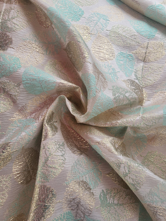 Tissu "Brocart" tissée - Vert et Or