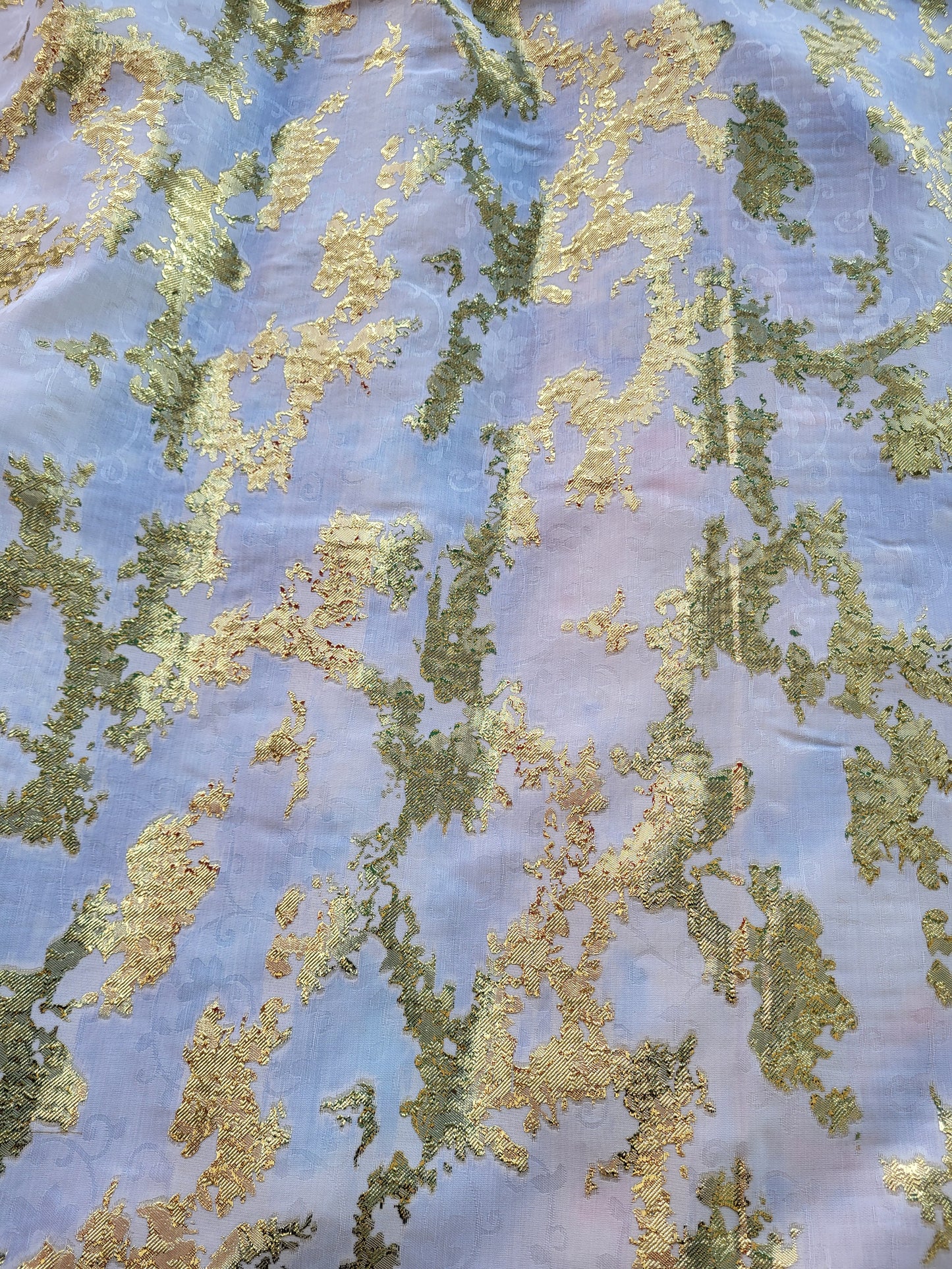 Tissu "Brocart" tissée - Blanc et Or