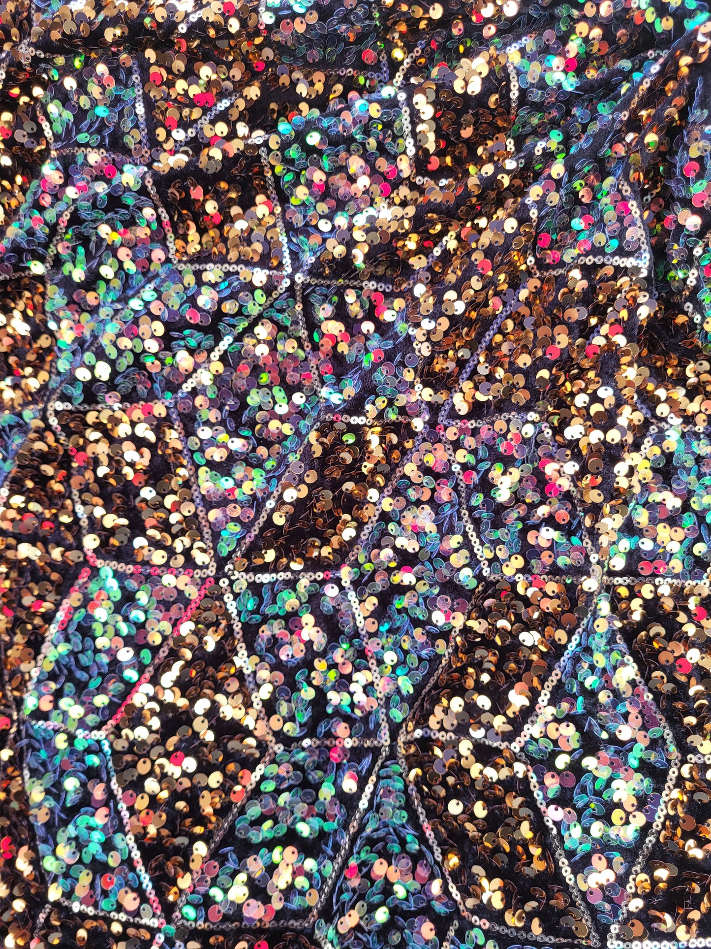 Tissu sequin sur base velours - Noir