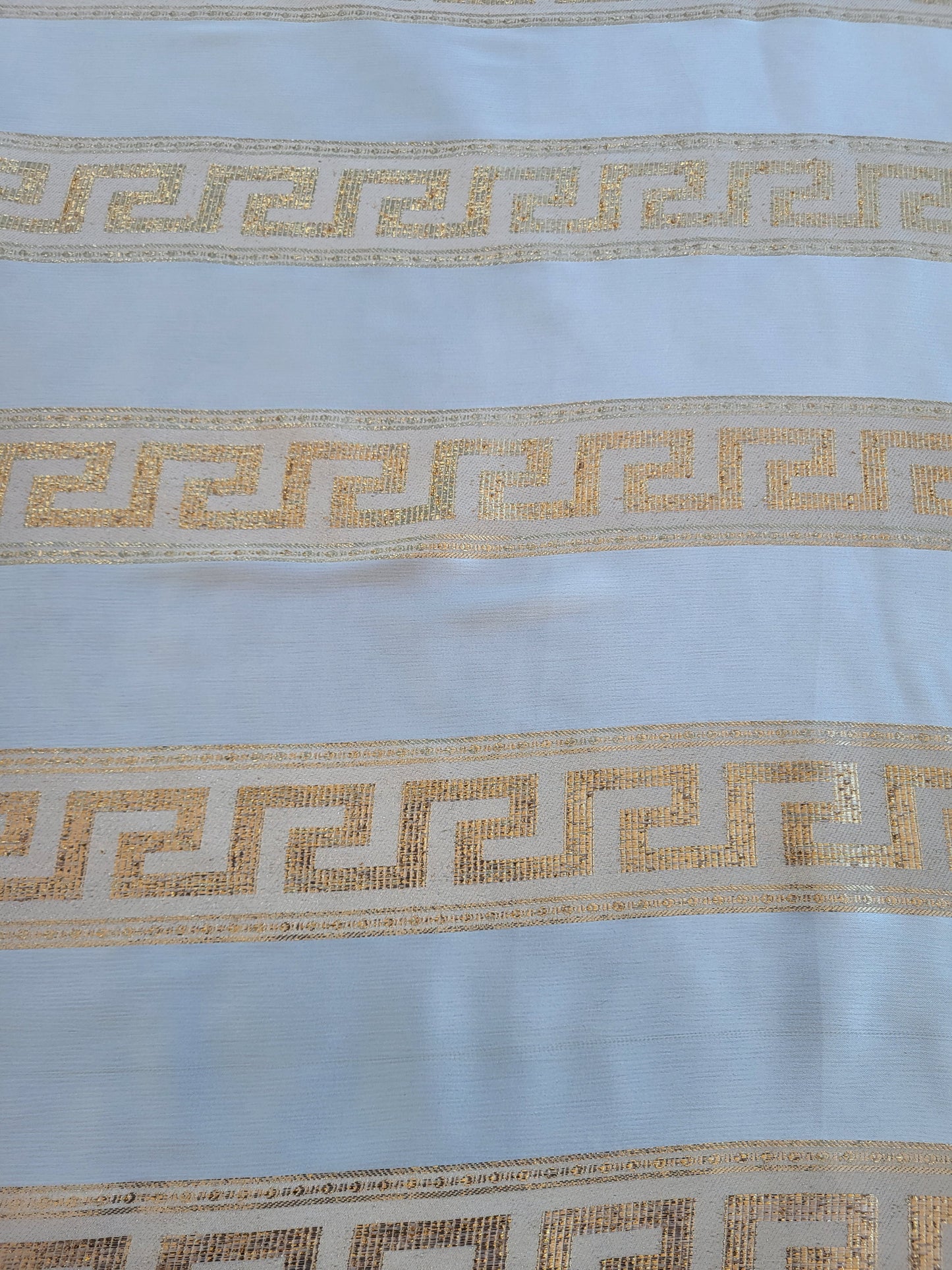Tissu satin de soie "jawhara" tissé - Blanc cassé et Or #2