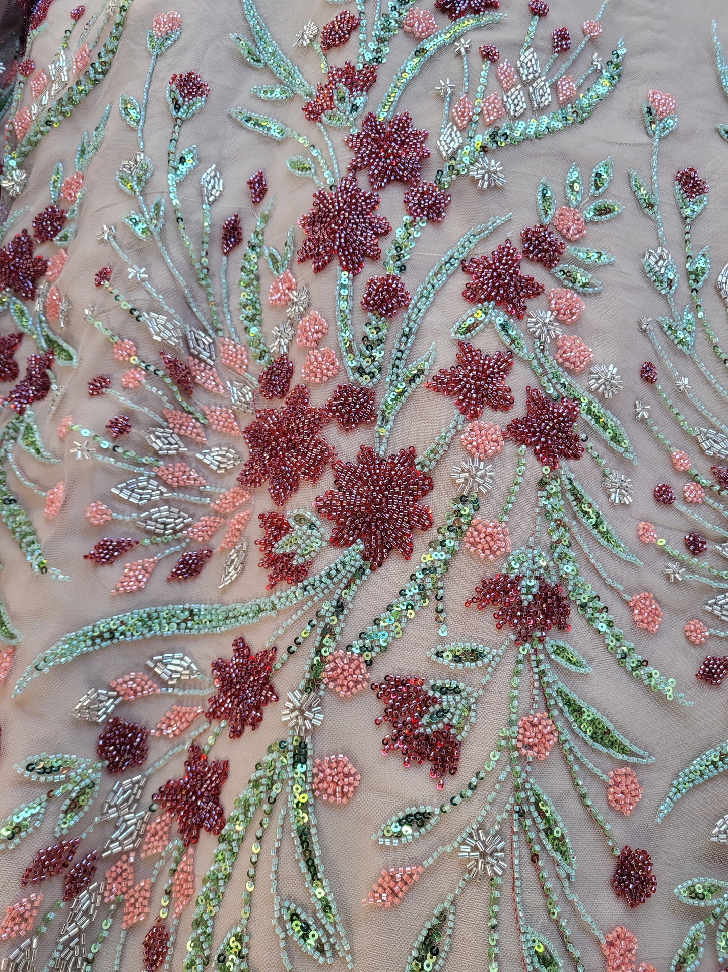 Tissu tulle perlé  - Multicolore