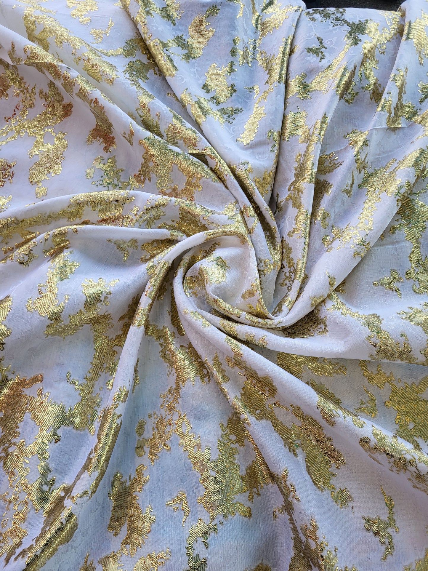 Tissu "Brocart" tissée - Blanc et Or