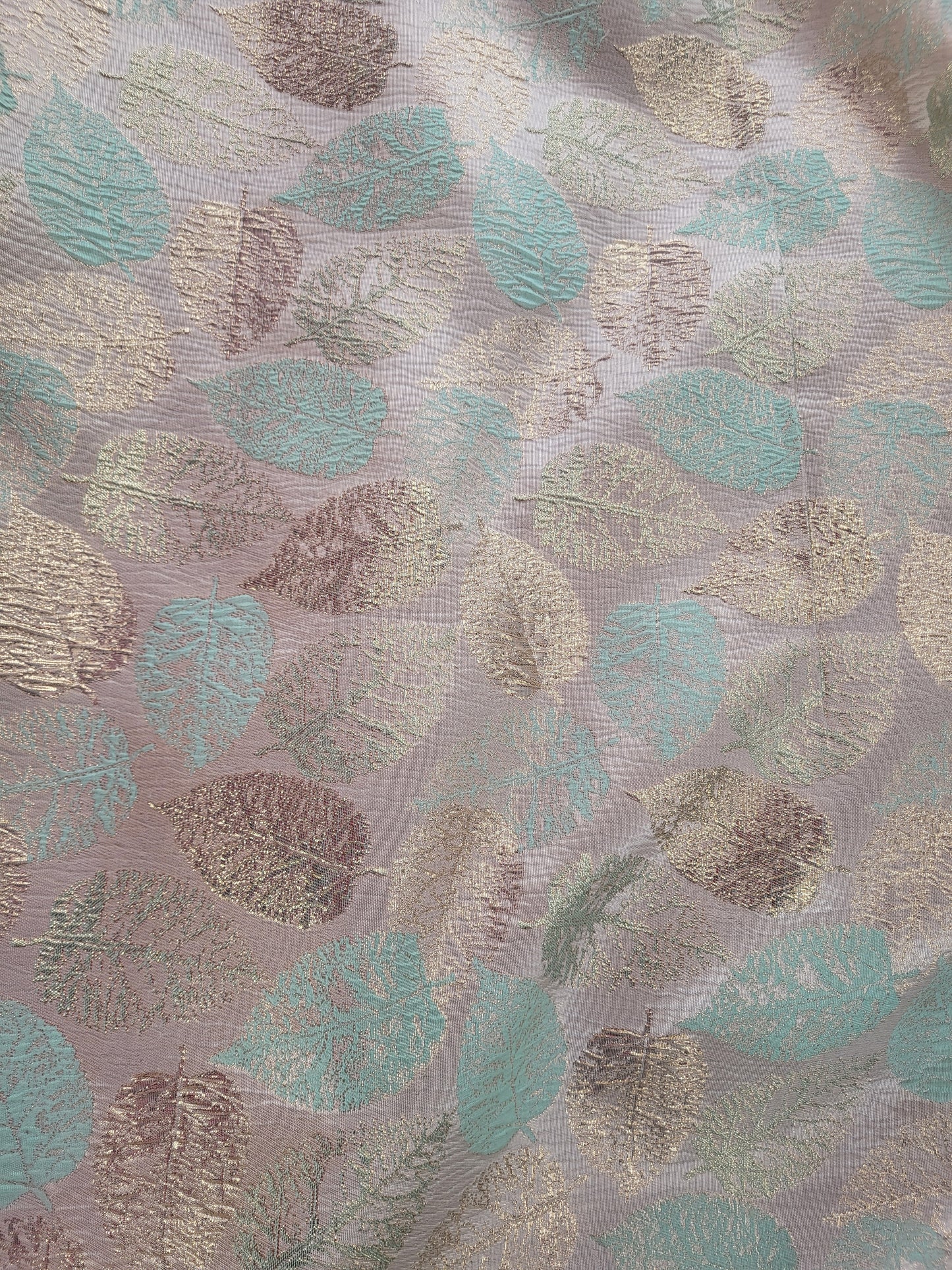 Tissu "Brocart" tissée - Vert et Or