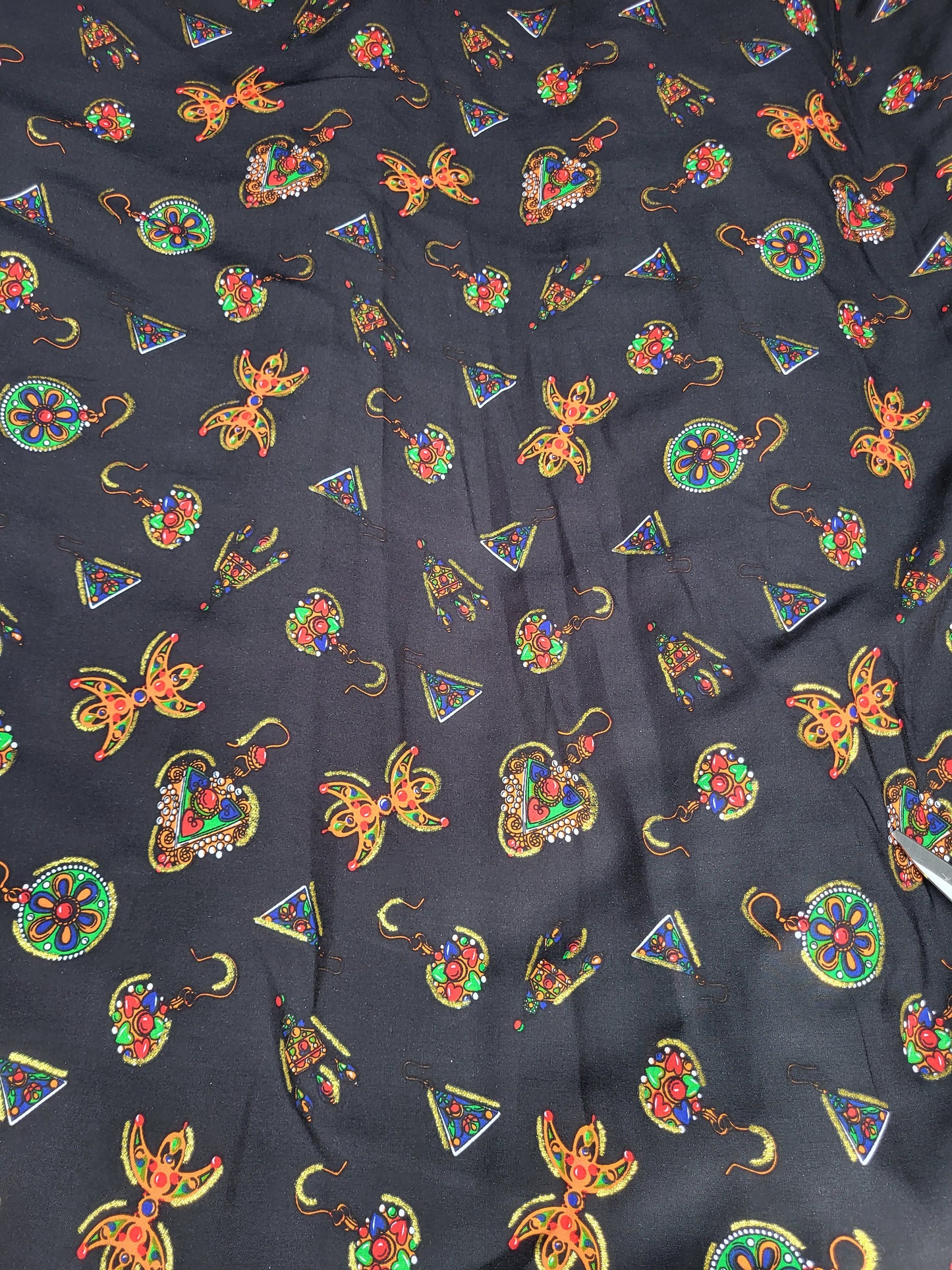 Tissu coton viscose Noir à motifs berbère -