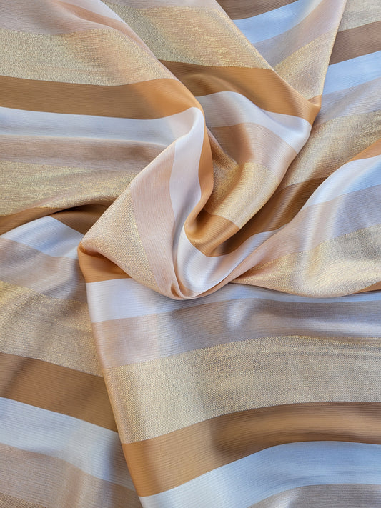 Tissu satin de soie "jawhara" tissé - Saumon et Or