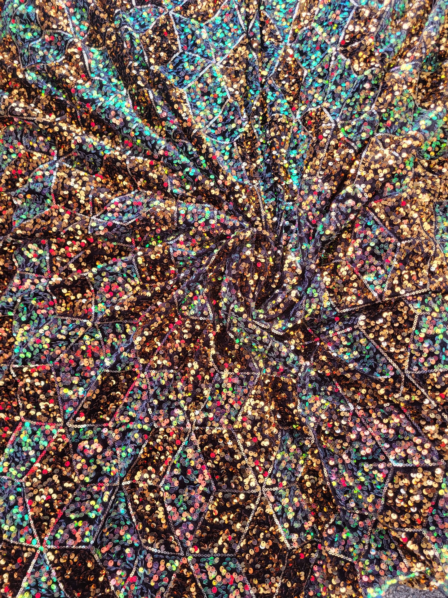 Tissu sequin sur base velours - Noir