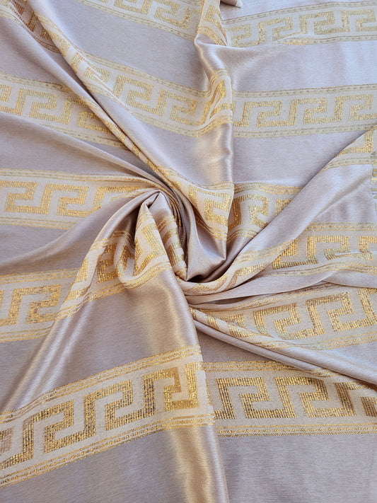 Tissu satin de soie "jawhara" tissé - Vieux Rose et Or #2