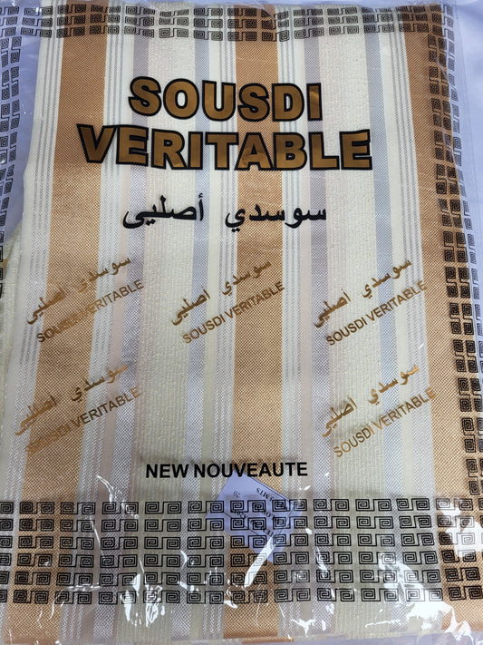 Tissu Sousdi "Jellaba" - Or et Beige