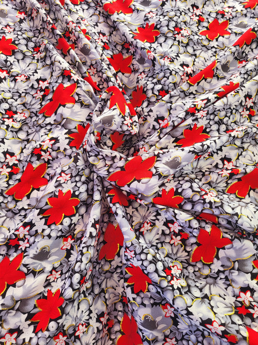 Tissu coton viscose imprimé - Rouge#2