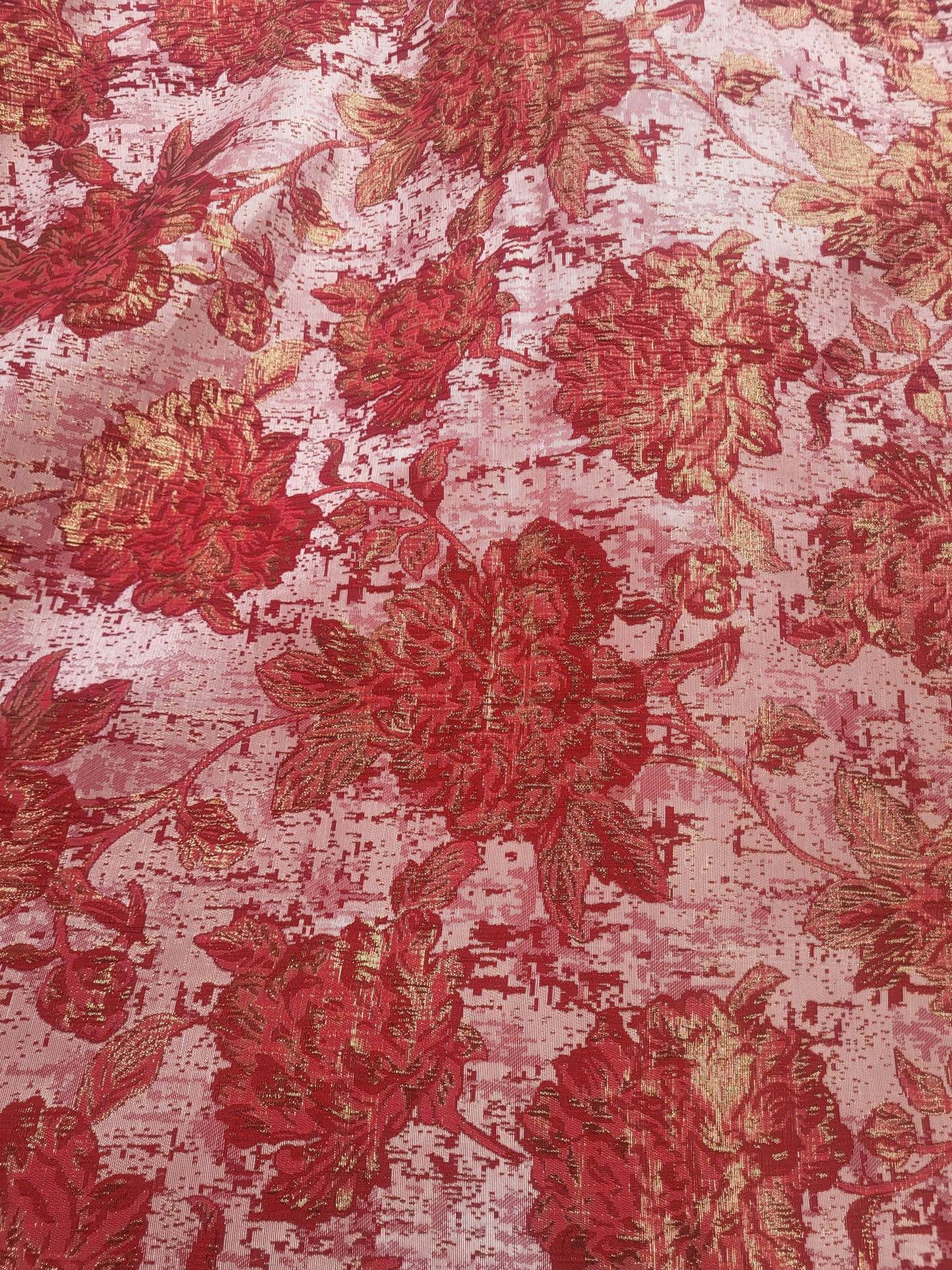 Tissu "Brocart" tissée - Bordeaux et Or