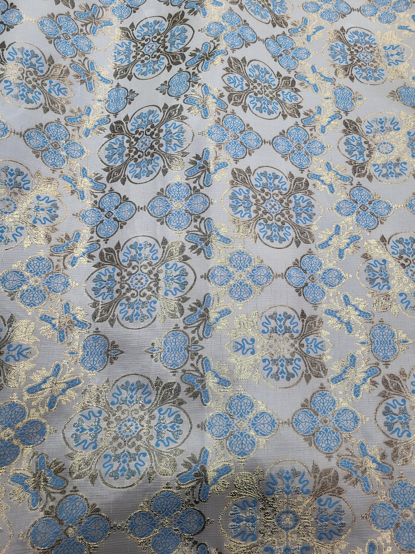 Tissu "Brocart" tissée - Bleu et Or