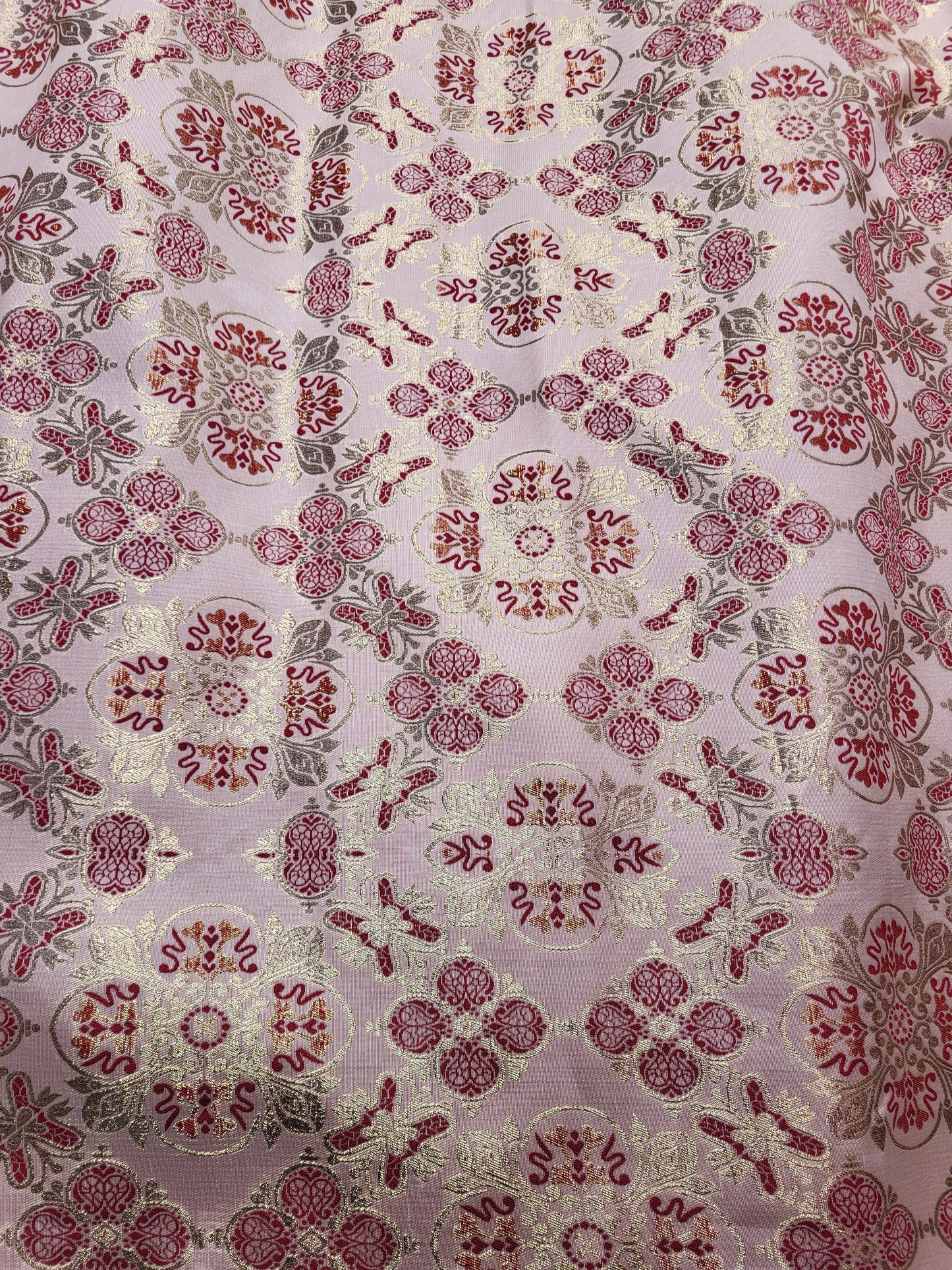Tissu "Brocart" tissée - Bordeaux et Or