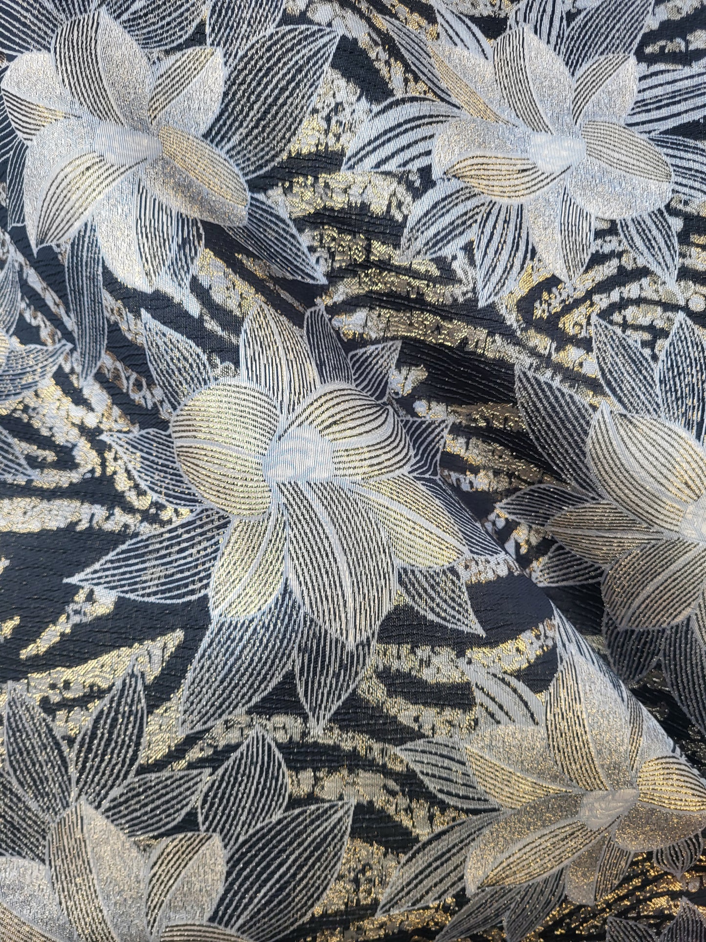 Tissu "Brocart" tissée - Noir et Or