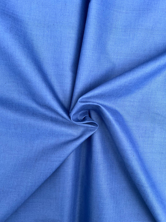 Tissu coton popeline uni tombé modéré - Bleu