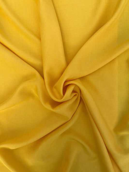 Tissu coton popeline uni tombé fluide - Jaune